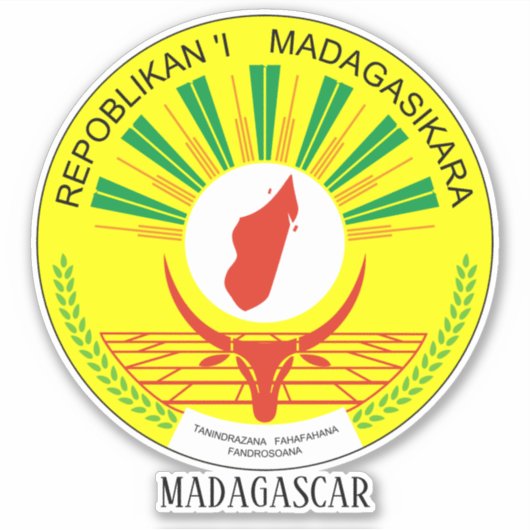 Madagaskar National Seal Patriotic Sticker (Voorkant)