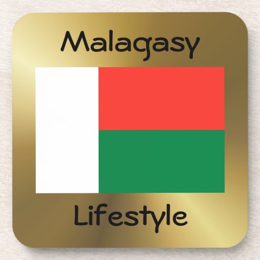 Madagaskar-Onderzetter met vlag en tekst Bier Onderzetter (Voorkant)