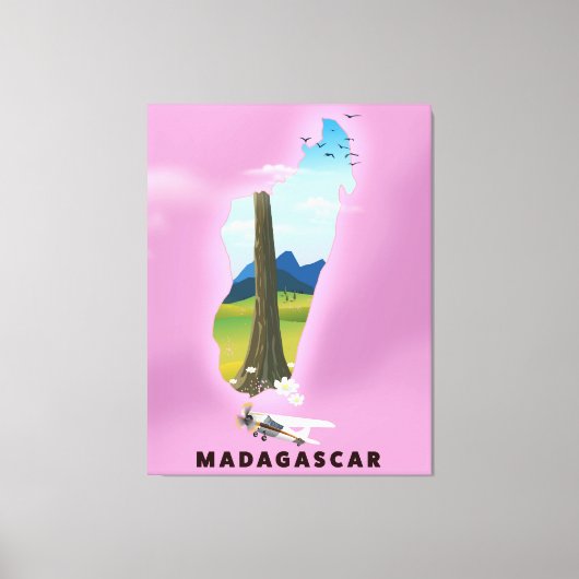 Madagaskar-reisposter geïllustreerd canvas afdruk (Voorkant)