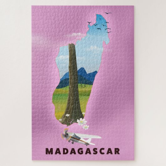 Madagaskar-reisposter geïllustreerd legpuzzel (Verticaal)