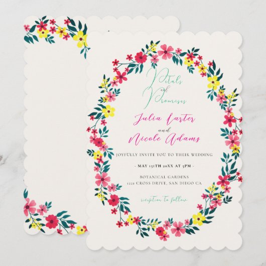 Madagaskar Roze Periwinkle bloemen krans bruiloft Kaart (Voorkant / Achterkant)