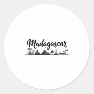 Madagaskar Silhouette Reis Vakantie Outfits Ronde Sticker