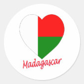 Madagaskar vlag hart ronde sticker (Voorkant)