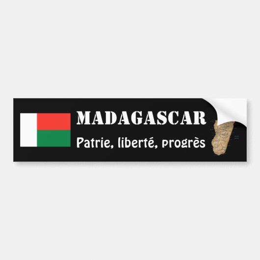 Madagaskar-vlag + Kaart-Bumpersticker Bumpersticker (Voorkant)