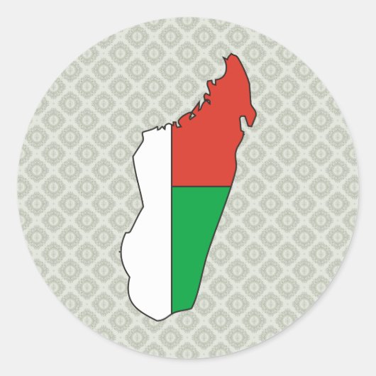 Madagaskar Vlag Kaart op ware grootte Ronde Sticker (Voorkant)