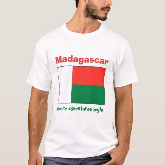 Madagaskar-vlag + Kaart + Tekst T-shirt (Voorkant)