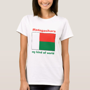 Madagaskar Vlag + Kaart + Tekst T-shirt