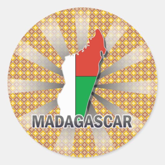 Madagaskar-vlaggenkaart 2.0 ronde sticker (Voorkant)