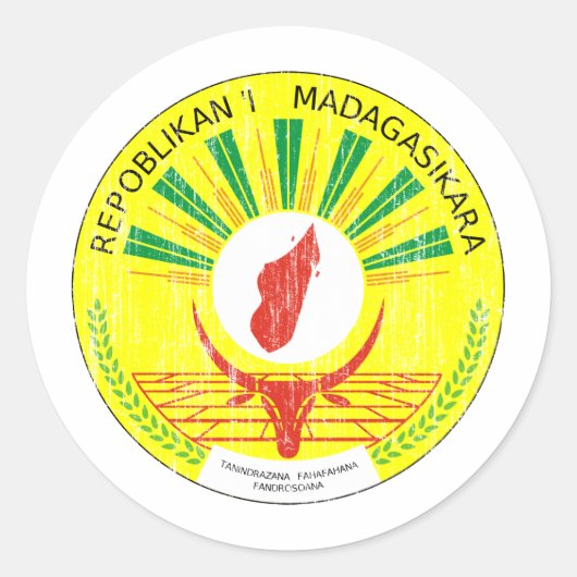 Madagaskar-wapenschild Ronde Sticker (Voorkant)