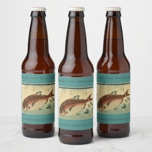 Madai of Red Tai - Hiroshige's Japanse visprint Bier Etiket