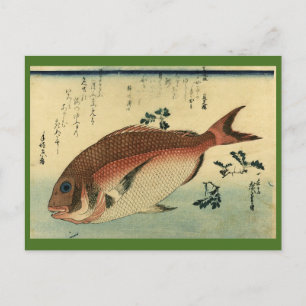 Madai of Red Tai - Hiroshige's Japanse visprint Briefkaart