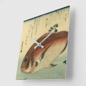 Madai of Red Tai - Hiroshige's Japanse visprint Vierkante Klok (Hoek)