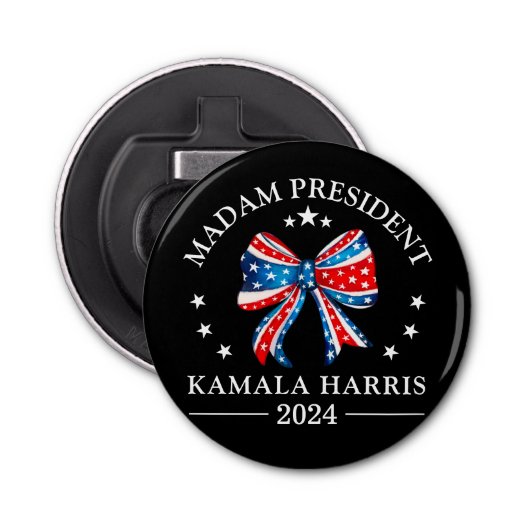 Madam President Kamala Harris Button Flesopener (Voorkant)