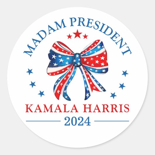 Madam President Kamala Harris Ronde Sticker (Voorkant)