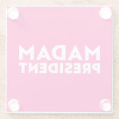 Madam President moderne typografie wit heet roze Glazen Onderzetter (Achterkant)