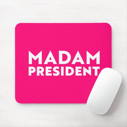 Madam President moderne typografie wit heet roze Muismat (Met muis)