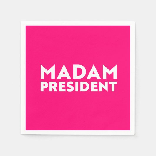 Madam President moderne typografie wit heet roze Servet (Voorkant)