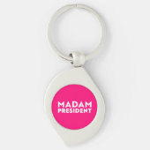 Madam President moderne typografie wit heet roze Sleutelhanger (Voorkant)