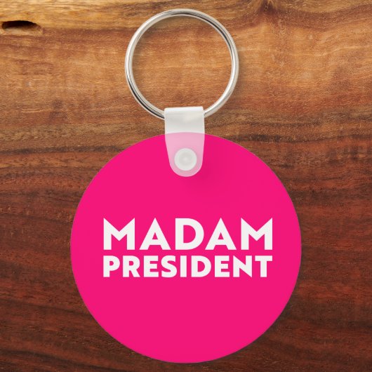 Madam President moderne typografie wit heet roze Sleutelhanger (Voorkant)