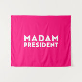 Madam President moderne typografie wit heet roze Wandkleed (Voorkant (horizontaal))