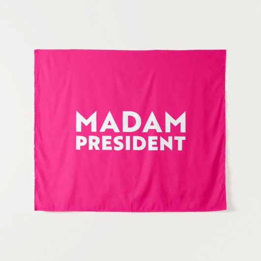 Madam President moderne typografie wit heet roze Wandkleed (Voorkant (horizontaal))