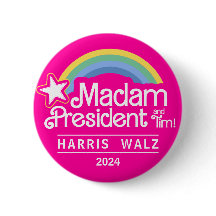 Madam President Pink Kamala Harris 2024 Button