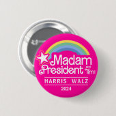 Madam President Pink Kamala Harris 2024 Button (Voorkant /achterkant)