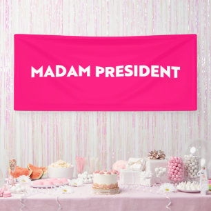 Madam President typografie modern hot pink Spandoek
