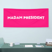 Madam President typografie modern hot pink Spandoek (Beurs)