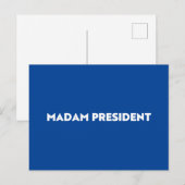 Madam President typografie modern wit en blauw Briefkaart (Voorkant / Achterkant)