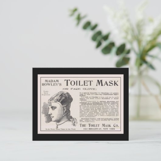 Madam Rowley's Toilet Mask Advertentie Briefkaart (Staand voorkant)