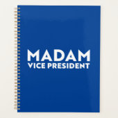 Madam Vice President blauw wit moderne typografie Planner (Voorkant)