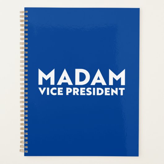 Madam Vice President blauw wit moderne typografie Planner (Voorkant)