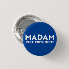 Madam Vice President blauw wit moderne typografie Ronde Button 3,2 Cm
