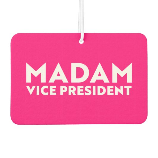 Madam Vice President hot roze moderne typografie Luchtverfrisser (Voorkant)