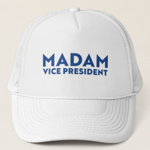 Madam Vice President wit blauw moderne typografie Trucker Pet