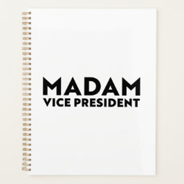 Madam Vice President wit zwart moderne typografie Planner