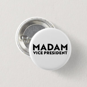 Madam Vice President wit zwart moderne typografie Ronde Button 3,2 Cm