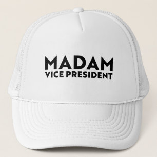 Madam Vice President wit zwart moderne typografie Trucker Pet