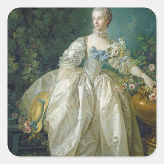 Madame Bergeret, c. 1766 (olie op canvas) Vierkante Sticker (Voorkant)