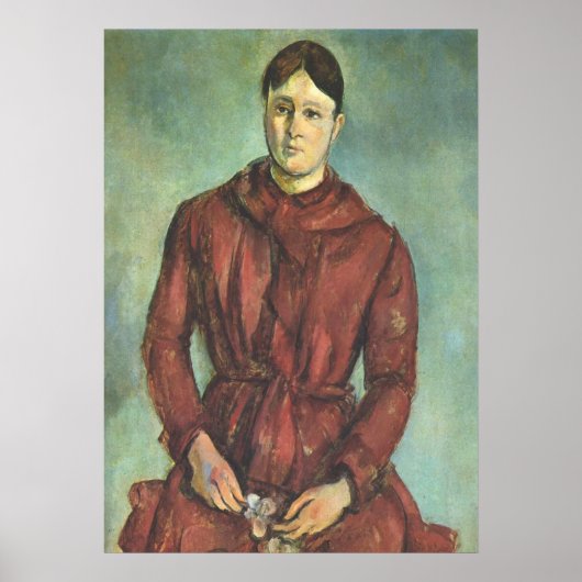 Madame Cezanne in een Rode Dress - Paul Cezanne Poster (Voorkant)