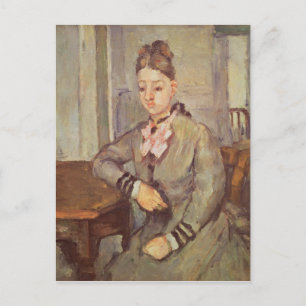 Madame Cezanne Leaning op een tafel, 1873-77 Briefkaart