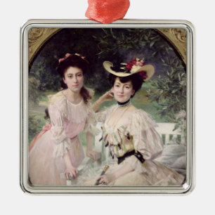 Madame Collas en haar dochter, Giselle, 1903 Metalen Ornament