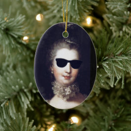 ♥ Madame de Pompadour with sunglasses crazy ♥ Keramisch Ornament