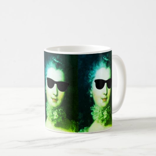 ♥ Madame de Pompadour with sunglasses crazy ♥ Koffiemok (Voorkant rechts)