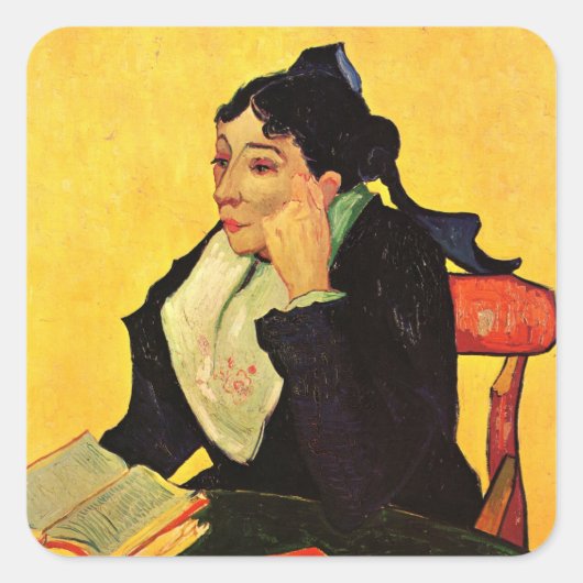 Madame Ginoux met Boeken van Vincent van Gogh Vierkante Sticker (Voorkant)