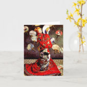 Madame in een Japans kostuum van Monet Notecard Kaart (Gele Bloem)