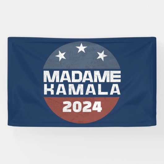 Madame Kamala Harris 2024 voor President Patriotic Spandoek (Horizontaal)