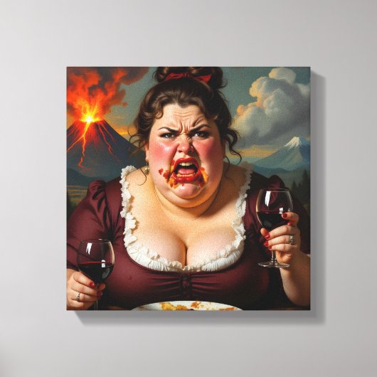 “Madame Lava-Cake”- She Blows At A Moments Notice Canvas Afdruk (Voorkant)