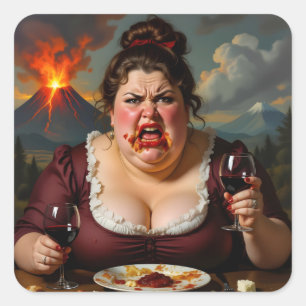 “Madame Lava-Cake”- Ze Blaast Op Een Moment Kennis Vierkante Sticker